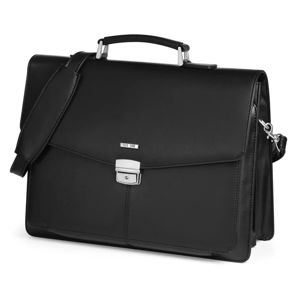 Borsa City Time in Similpelle – Cartella da Lavoro, Nero