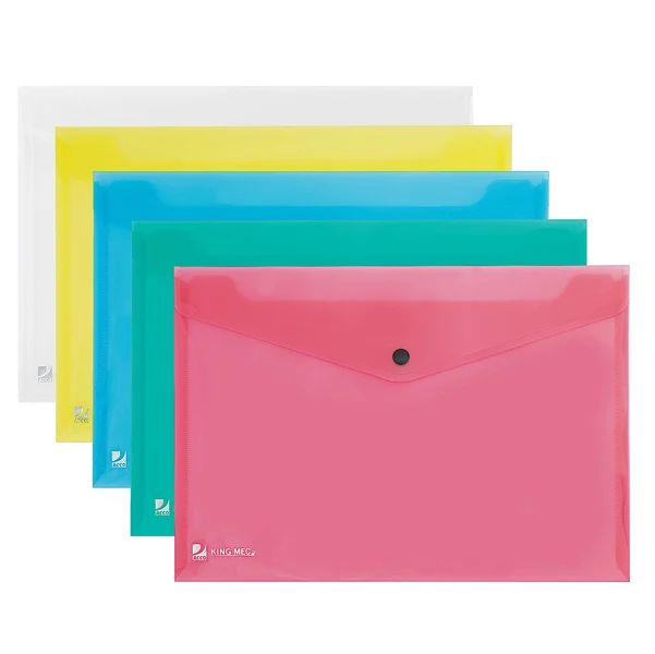 Buste A4 PPL con Chiusura a Bottone – Conf. 5 Pz., 3 Colori
