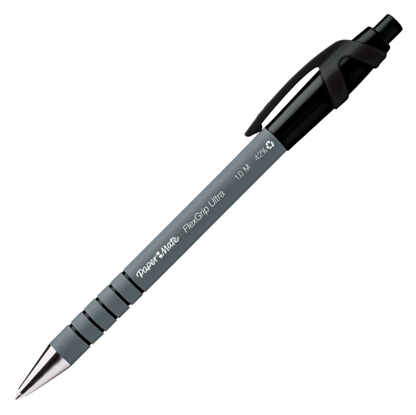 Penna a Sfera Flexgrip Ultra a Scatto 1,0 mm Fusto Gommato 42% Riciclato 3 Colori Conf. 12 pz - Paper Mate