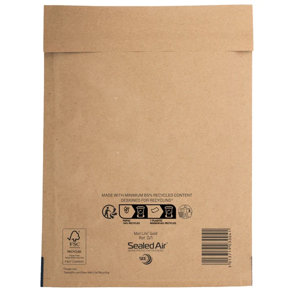 Buste Sealed Air Imbottite Avana con Strip Adesiva – 9 Formati, Conf. 10 Pz.