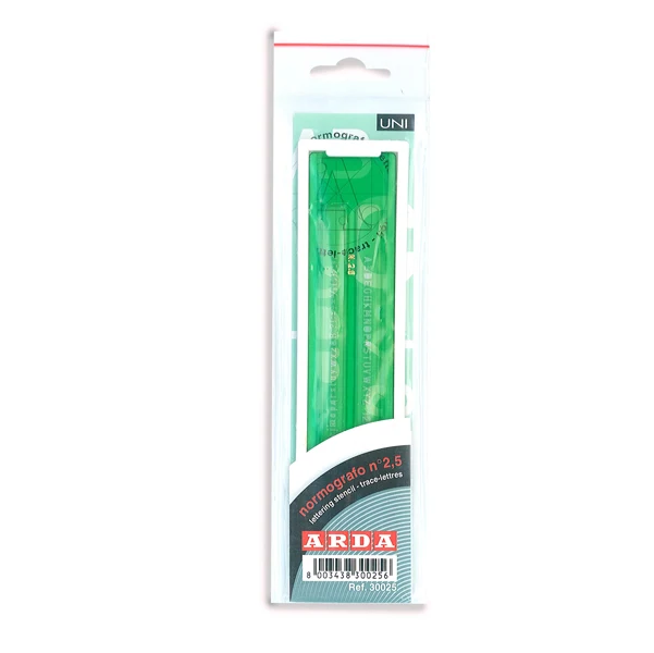 Normografo K-Resin Verde 5 Misure Carattere Disegno Tecnico - Arda