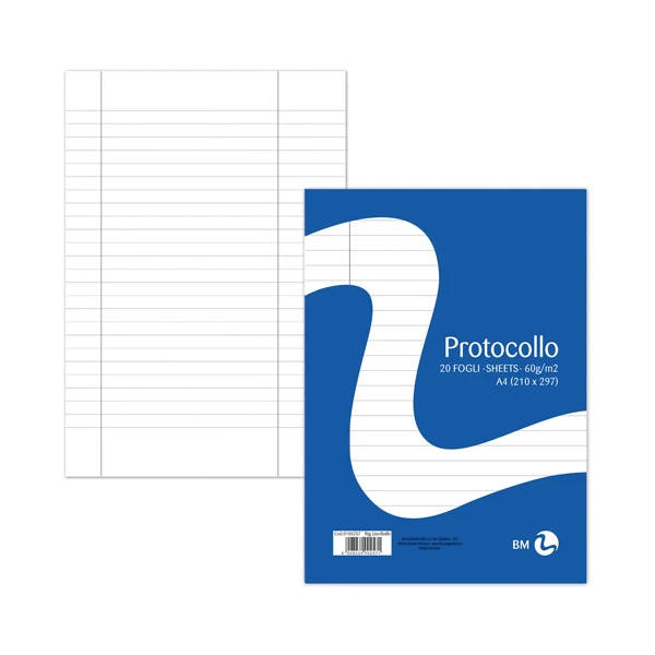 Fogli Protocollo A4 80 gr Conf. 20 fg 3 Rigature – BM