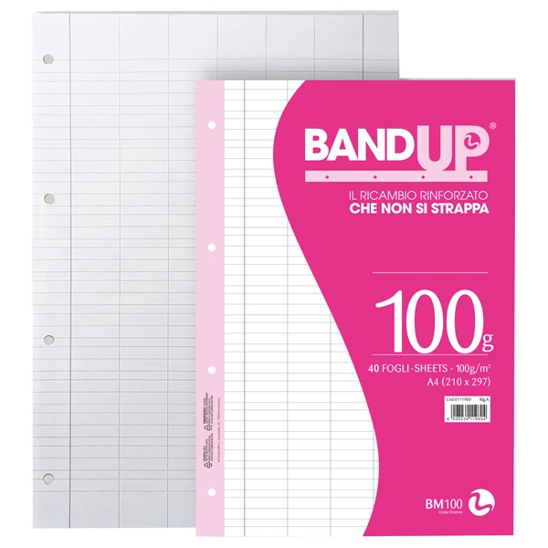 Fogli Forati Rinforzati A4 BandUP 100 gr Conf. 40 fg 9 Rigature – BM