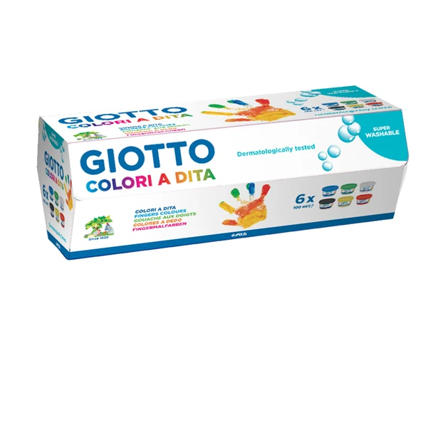 Colori a Dita Flacone 100 ml Formula Lavabile Dermatologicamente Testata Conf. 6 Colori – Giotto