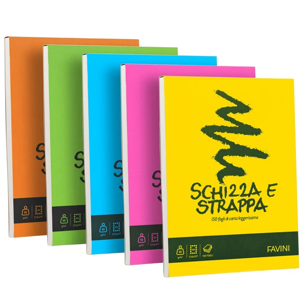 Blocco Schizza e Strappa Carta Bianca 50 gr A6 A5 A4 A3 - Favini | Confezione da 5 pz