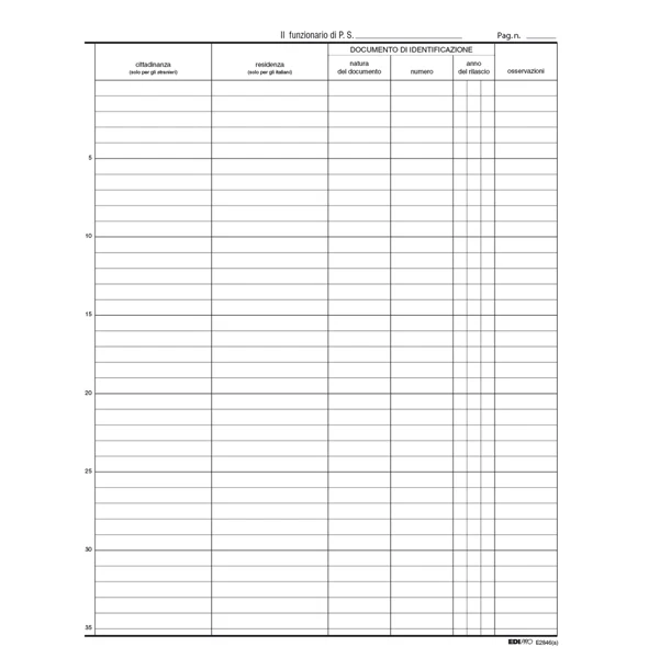 Registro Persone Alloggiate, 46 Pag., 31x24 cm - Edipro