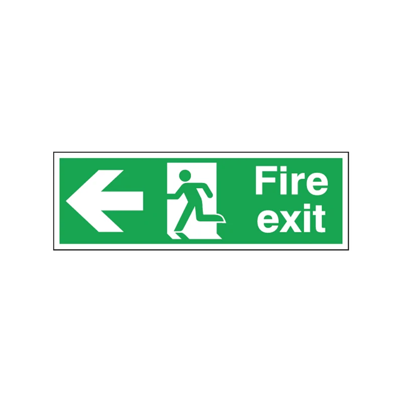 Safety Sign Fire Exit Running Man Arrow Left 150x450mm Self-Adhesive E97A/S