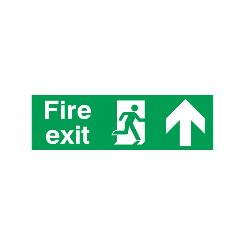 Safety Sign Fire Exit Running Man Arrow Up 150x450mm PVC FX04711R