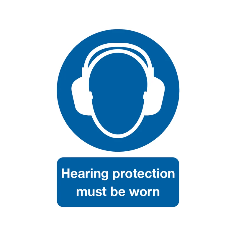 Safety Sign Hearing Protection Must be Worn A4 PVC MA01950R