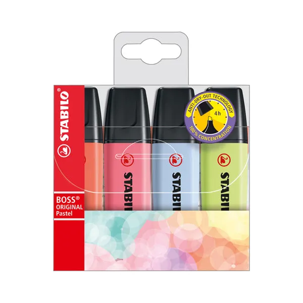 Evidenziatore Stabilo Boss Pastel – Colori Pastello Trendy | Tratto 2-5 mm | Anti-Dry-Out
