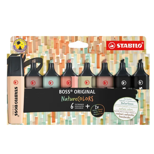 Evidenziatore Stabilo Boss Nature Colors – Tonalità Naturali | Tratto 2-5 mm | Inchiostro Acqua