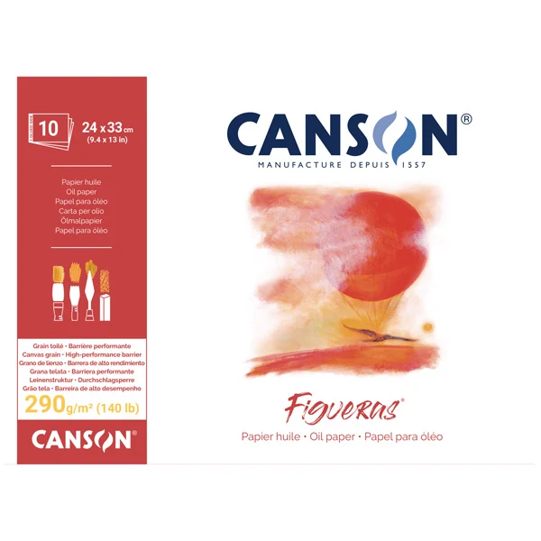 Blocco Figureas Collato Lato Corto 24x33 cm 290 gr Effetto Tela di Lino Senza Acidi 10 Fogli per Pittura a Olio | Canson