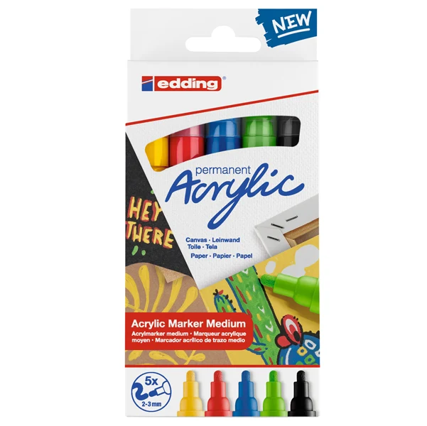 Marcatori Acrilici 5100 Medium – Set 5 Pz., 3 Palette | Edding