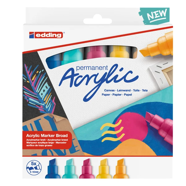 Marcatori Acrilici Broad – Set 5 Pz. Abstract o Neon | Edding