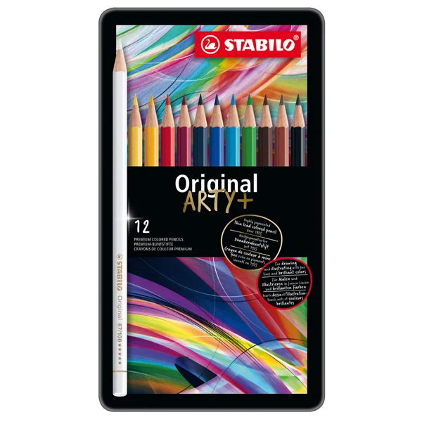 Matite Colorate Stabilo Original – Mina Elastica 2,5 mm | Parz. Acquerellabili | Scatola Metallo 12/24/36 pz
