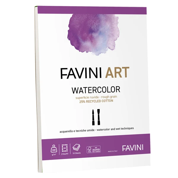 Album Collato Watercolor 300 gr 10 Fogli A4 e A5 - Favini