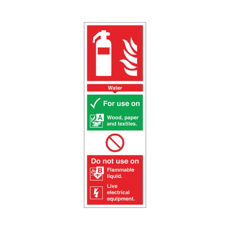 Safety Sign Fire Extinguisher Water For Use On PVC 300x100mm PVC F100/R
