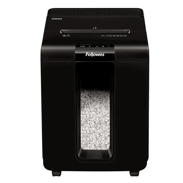 Distruggidocumenti 100M Automatico 100 Fogli Mini Frammento P-4 SilentShred Cestino 23L - Fellowes
