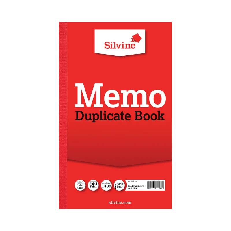 Silvine Duplicate Memo Book 210x127mm (Pack of 6) 601