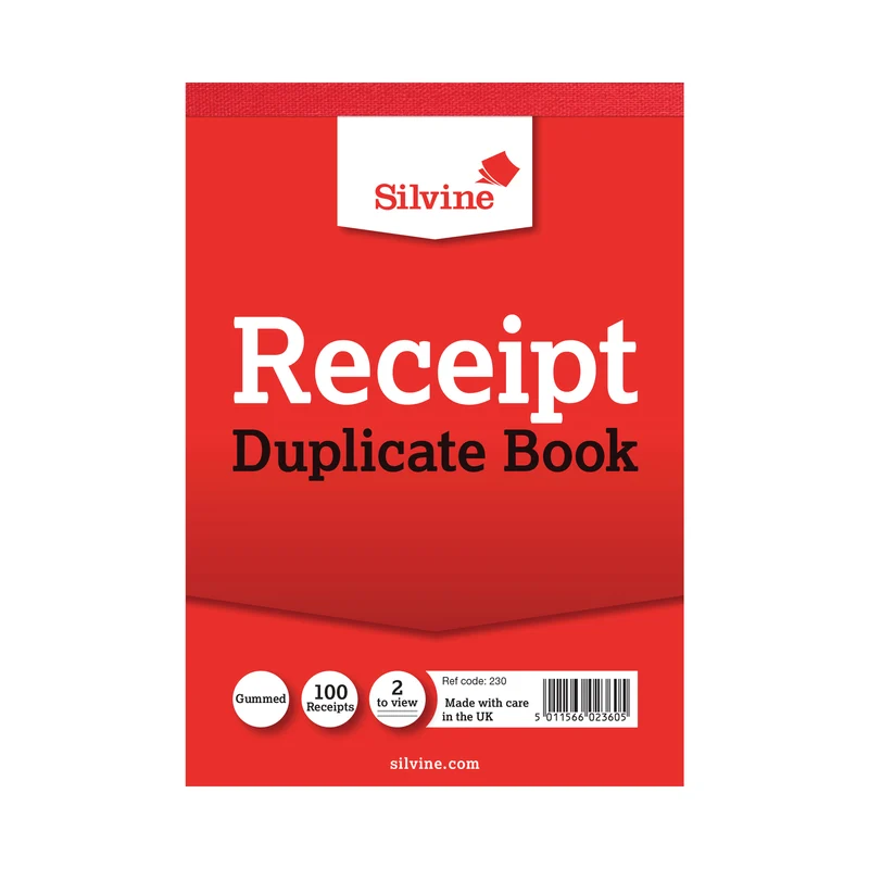 Silvine Duplicate Receipt Book 105x148mm Gummed (Pack of 12) 230