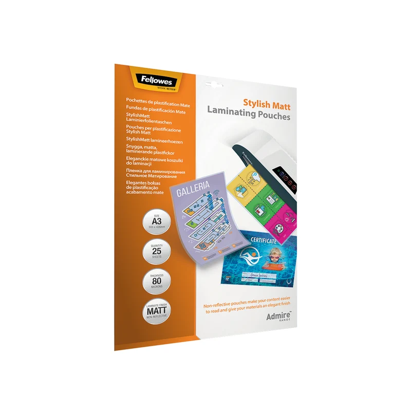 Fellowes Admire A3 Laminating Pouches Matte (Pack of 25) 5602201