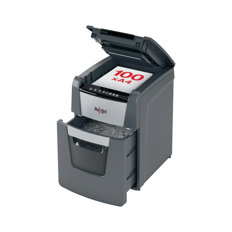 Rexel Optimum AutoFeed+ 100X Automatic Cross Cut Paper Shredder P4
