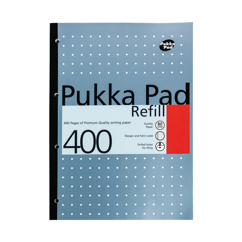 Pukka Pad Ruled Metallic Four-Hole Refill Pad Side Bound 400 Pages A4 (Pack of 5) REF400