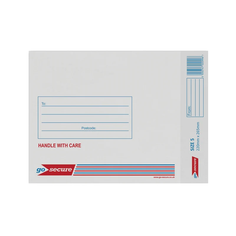 Go Secure Bubble Lined Envelope Size 5 220x265mm White (Pack of 20) PB02132
