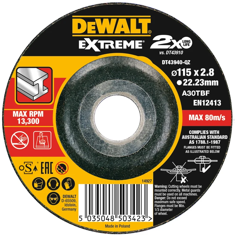 Extreme bonded disc cutting 115MM X 3.0MM X 22.23MM - DT43940-QZ DeWalt