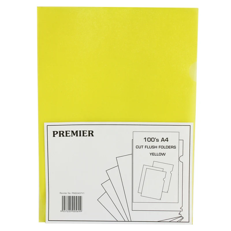 Yellow Cut Flush Folders (Pack of 100) WX01487