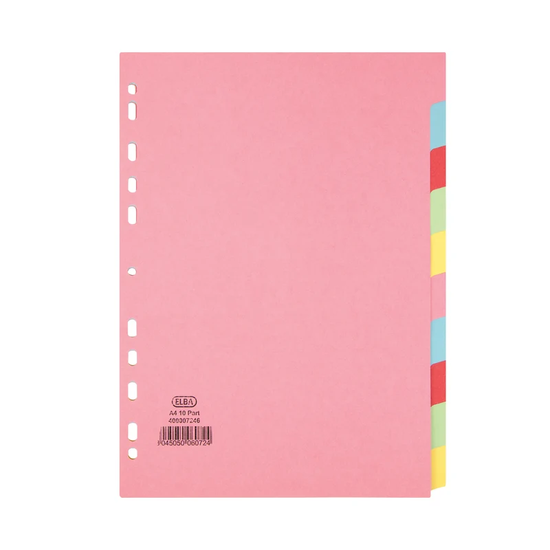 Elba-10 Part Card Divider Recycled Manilla A4 Assorted 400007246