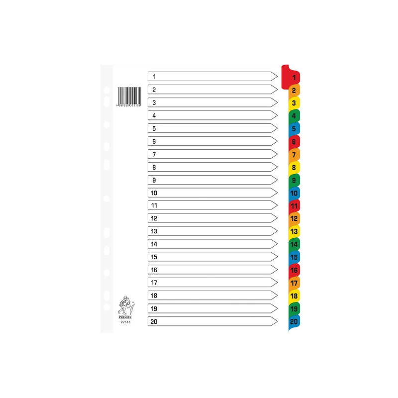 Assorted A4 1-20 Mylar Index WX01521
