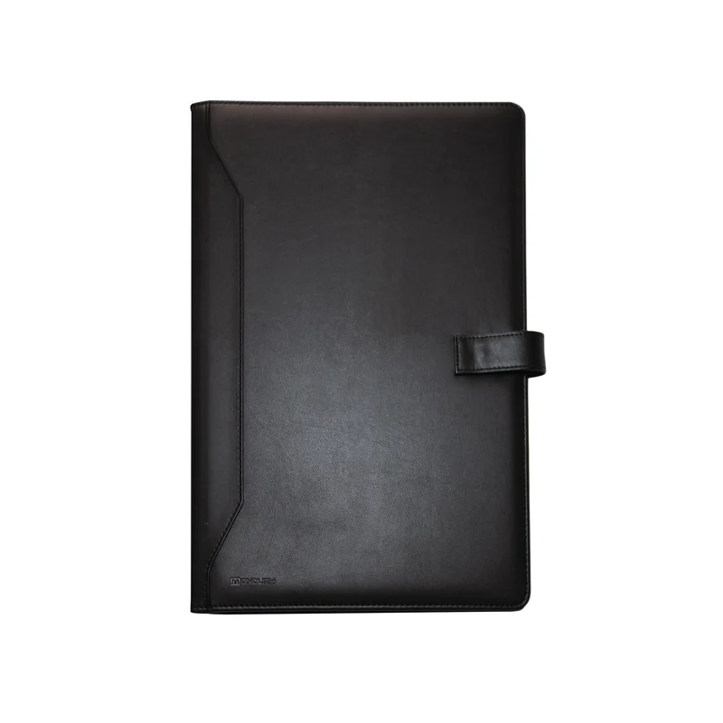 Monolith Leather Look Conference Folder PU with A4 Pad Black 2900