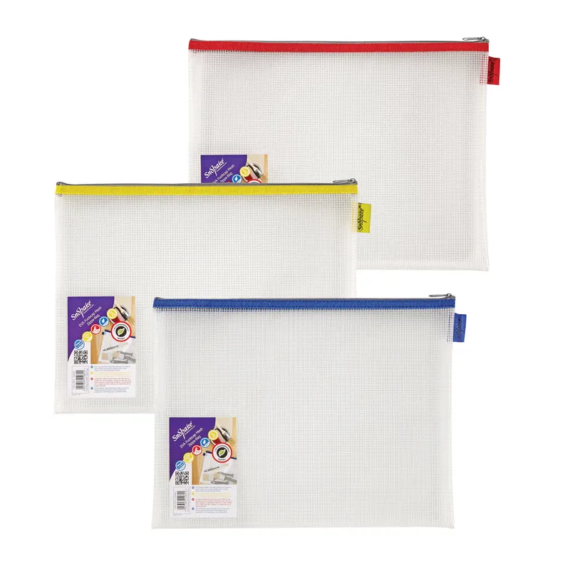 Snopake EVA Mesh Zippa-Bag 275 x 360mm Assorted (Pack of 3) 15819