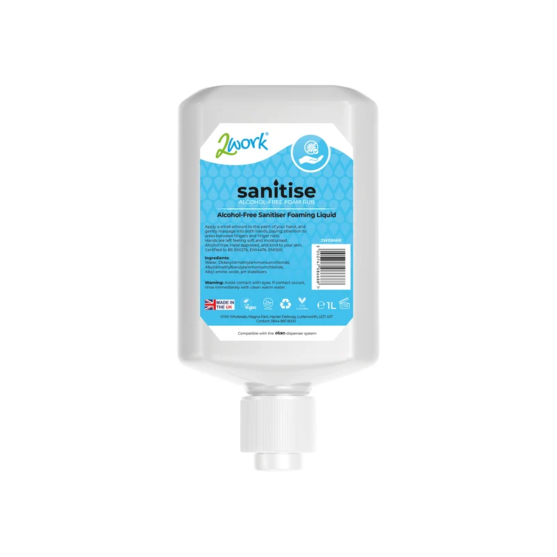 2Work Sanitise Foam Rub Liquid Alcohol-Free (Pack of 6) 2W08668