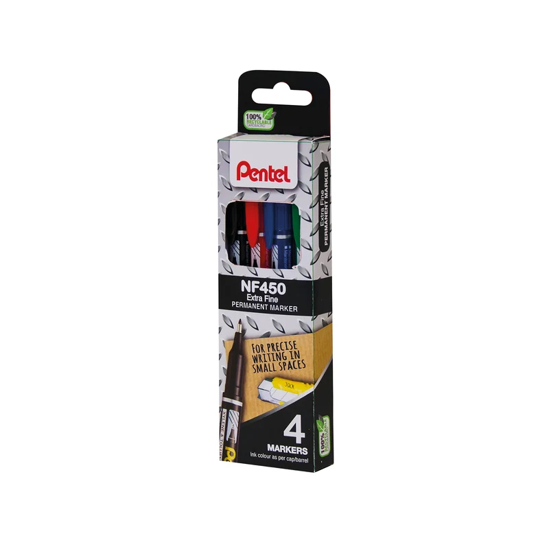 Pentel Permanent Marker Fine Assorted (Pack of 4) YNF450/4-M