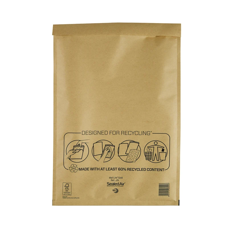 Mail Lite Bubble Postal Bag Gold J6-300x440 (Pack of 50) 101098098
