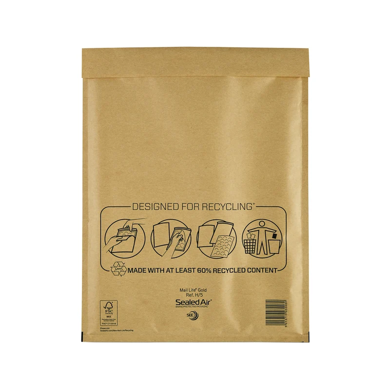 Mail Lite Bubble Postal Bag Gold H5-270x360 (Pack of 50) 101098097