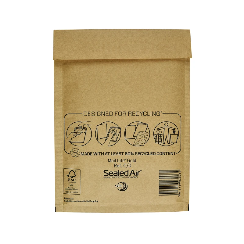 Mail Lite Bubble Postal Bag Gold C0-150x210 (Pack of 100) 101098091