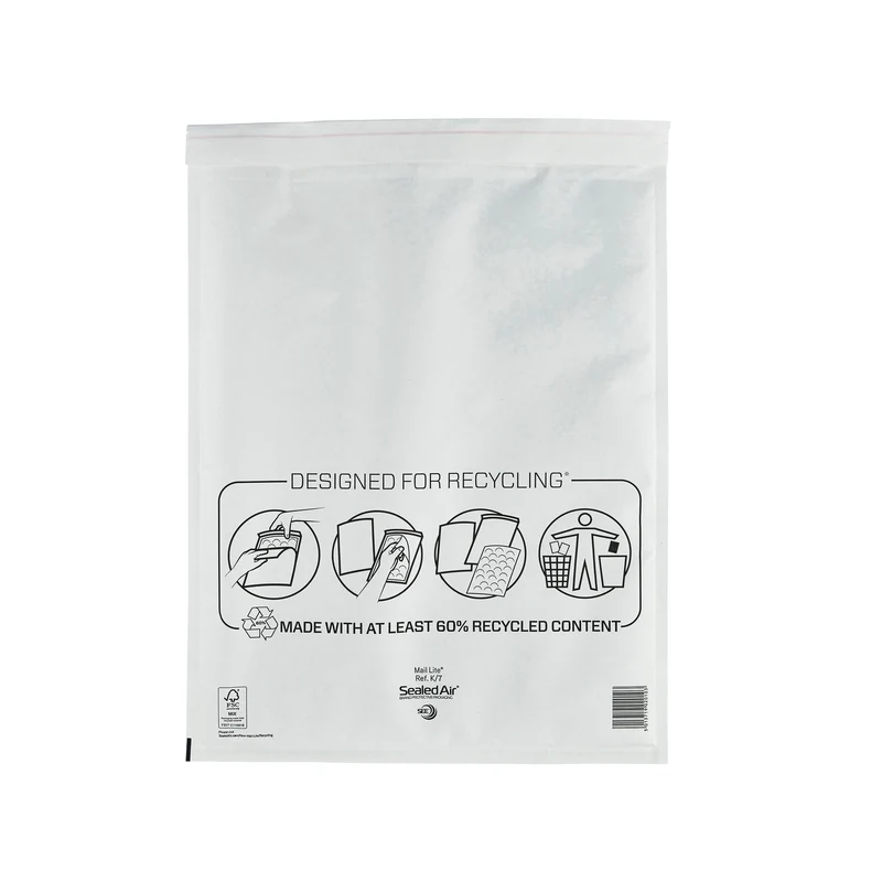 Mail Lite Bubble Postal Bag White K7-350x470 (Pack of 50) 101098088