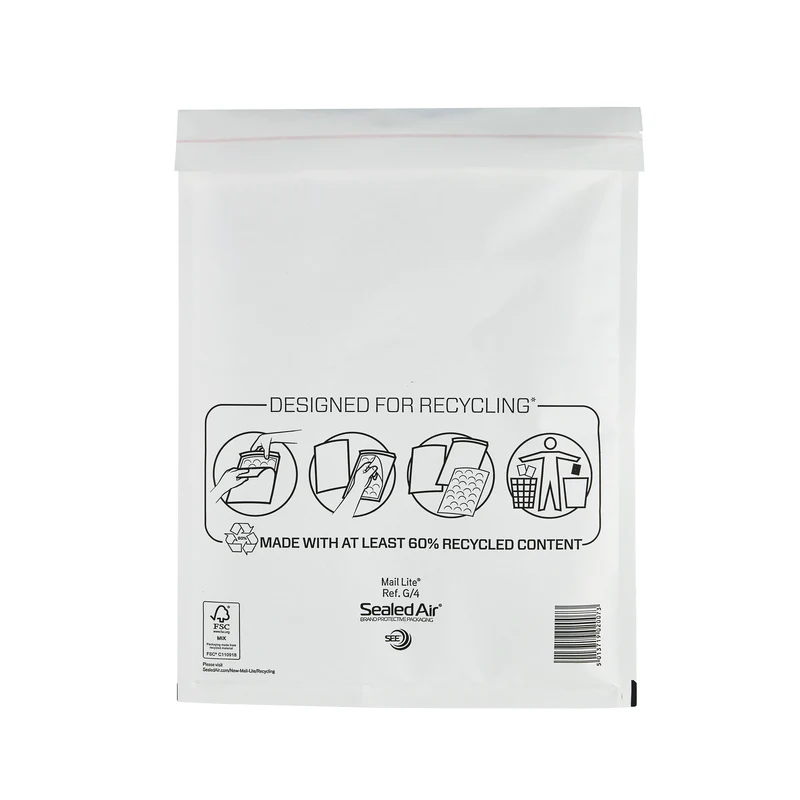 Mail Lite Bubble Postal Bag White G4-240x330 (Pack of 50) 101098085