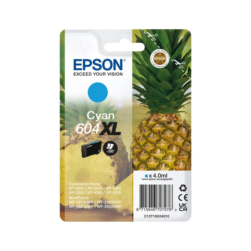 Epson 604XL Ink Cartridge High Yield Pineapple Cyan C13T10H24010