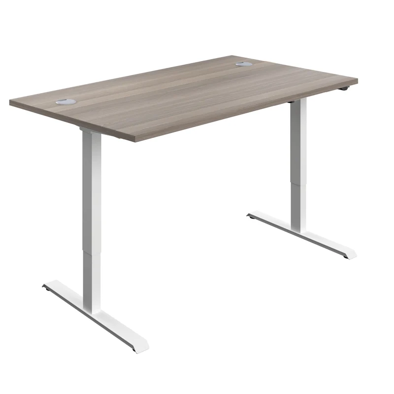 Serrion Economy Single Motor Sit/Stand Desk 1200x800x735-1235mm Grey Oak/White KF822791