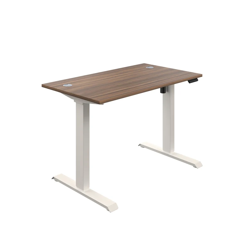 Serrion Economy Single Motor Sit/Stand Desk 1200x800x735-1235mm Dark Walnut/White KF822771