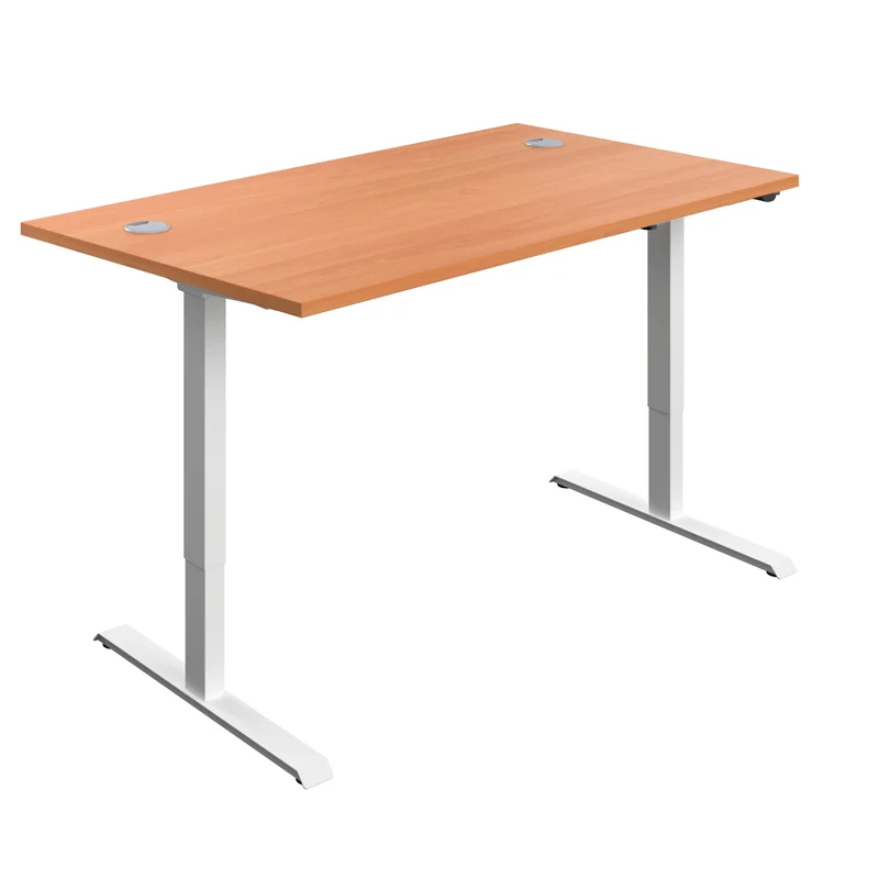 Serrion Economy Single Motor Sit/Stand Desk 1200x800x735-1235mm Beech/White KF822751