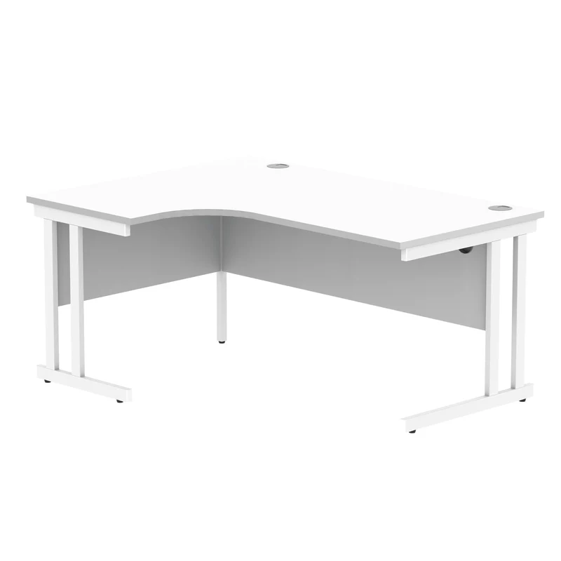 Polaris Left Hand Radial DU Cantilever Desk 1600x1200x730mm Arctic White/White KF882358