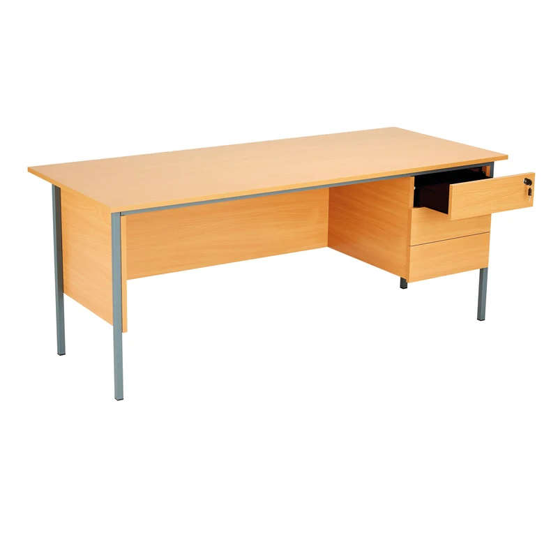 Serrion 4 Leg Desk 1800x750x725mm 3 Drawer Pedestal B Ellmau Beech KF882398