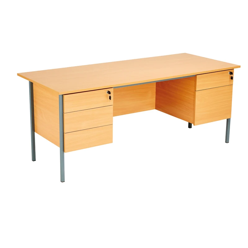 Serrion 4 Leg Desk 1800x750x725mm 2+3 Drawer Pedestal Ellmau Beech KF882397