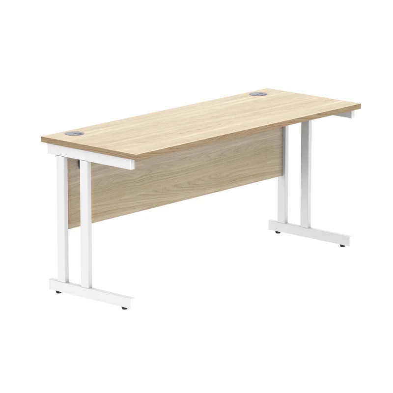 Polaris Rectangular Double Upright Cantilever Desk 1600x600x730mm Canadian Oak/White KF822280