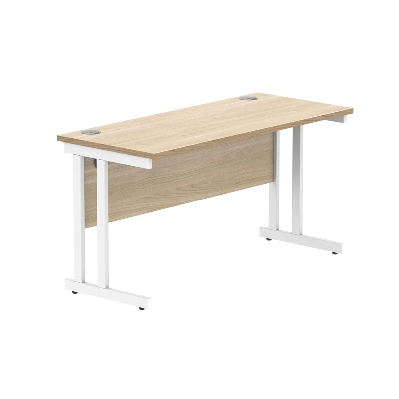 Polaris Rectangular Double Upright Cantilever Desk 1400x600x730mm Canadian Oak/White KF822270